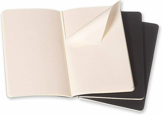 Moleskine Cahier Σετ 3 Σημειωματάρια 64 Φύλλων Ριγέ Μαύρα