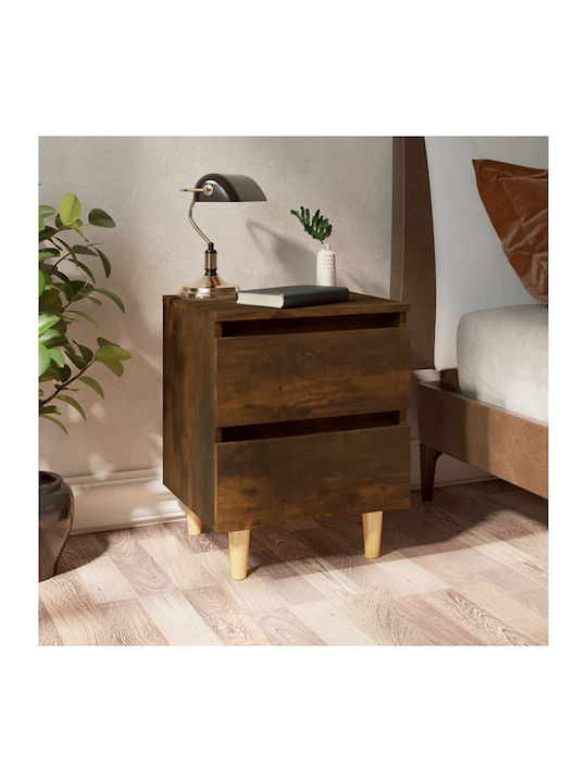 Wooden Bedside Table Καπνιστή Δρυς 40x35x30cm