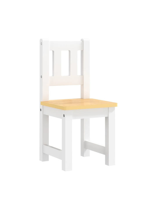 Kids Table Set with Chairs made of Wood White vidaXL