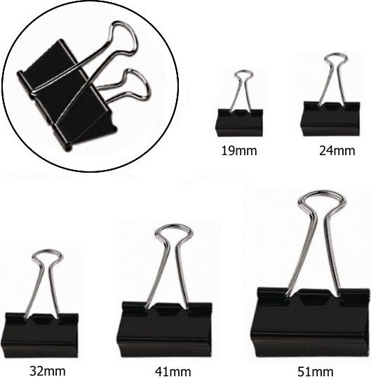 Metallic Clips 32mm Black 12pcs