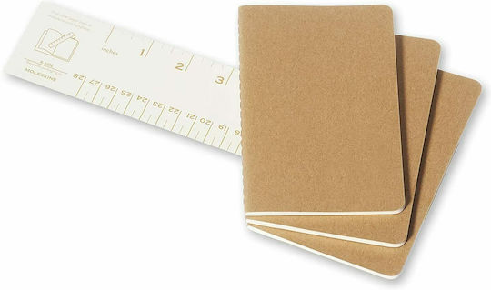 Moleskine Ruled Cahier P Σετ 3 Σημειωματάρια 64 Φύλλων Ριγέ Μπεζ