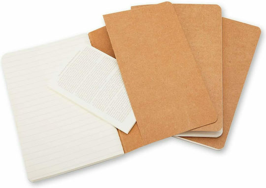Moleskine Ruled Cahier P Σετ 3 Σημειωματάρια 64 Φύλλων Ριγέ Μπεζ