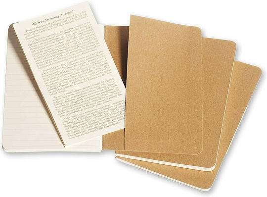 Moleskine Ruled Cahier P Σετ 3 Σημειωματάρια 64 Φύλλων Ριγέ Μπεζ