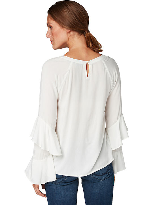 Tom Tailor Women's Blouse Long Sleeve White