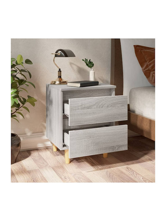 Wooden Bedside Table Gray 40x35x50cm