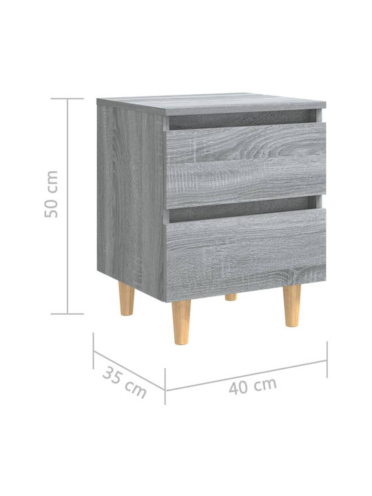 Wooden Bedside Table Gray 40x35x50cm