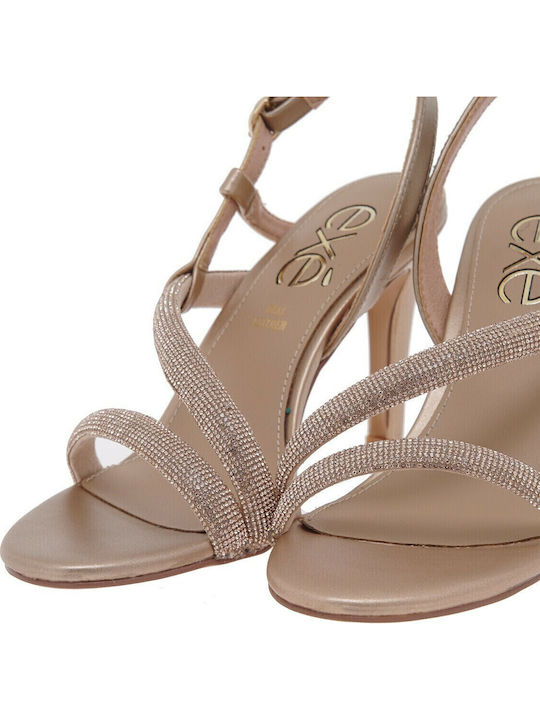 Rebeca500 Damen Sandalen mit Strass Roségold