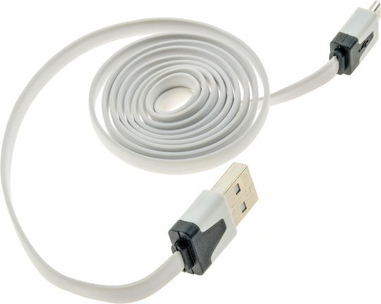 Flat USB 2.0 to micro USB Cable Λευκό 1m (1018.625)