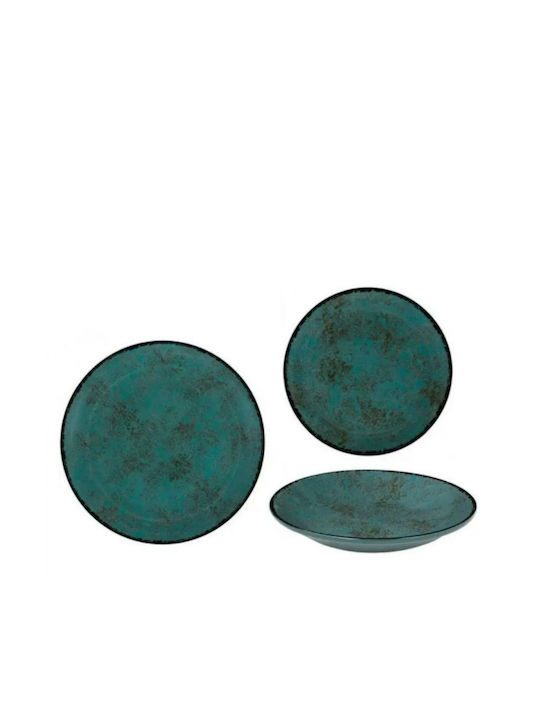 Oriana Ferelli Teal Plate Shallow Ceramic Teal with Diameter 27cm 1pcs