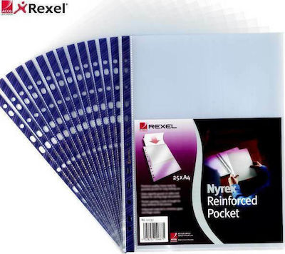 Rexel Plastic Sleeves for Documents A4 with Holes and Reinforcement 100pcs 12233 Blue