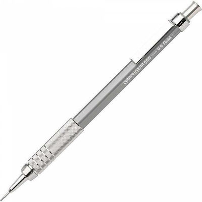 Pentel Graphgear 500 Mechanischer Bleistift zum Zeichnen Metallisch 0.9mm mit Radiergummi Gray