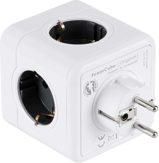 GloboStar PowerCube with Surge Protection 5 Positions with USB-A Gray