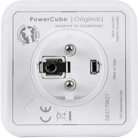 GloboStar PowerCube with Surge Protection 5 Positions with USB-A Gray