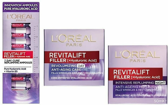 L'Oreal Paris Revitalift Filler Σετ Περιποίησης με Κρέμα Προσώπου και Serum ,Ιδανικό για 50+