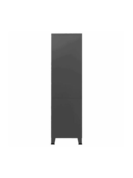 Double Door Wardrobe Metallic with Divider & 2 Shelves Charcoal 90x50x180cm