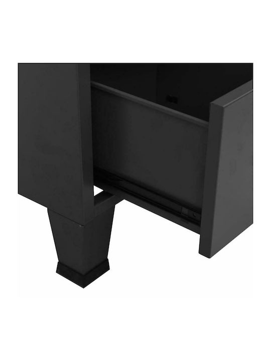 Zweiflügeliger Schrank Metallisch mit Trennwand & 2 Regale Charcoal 67x35x107cm