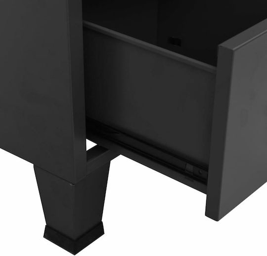 Double Door Wardrobe Metallic with Divider & 2 Shelves Charcoal 67x35x107cm