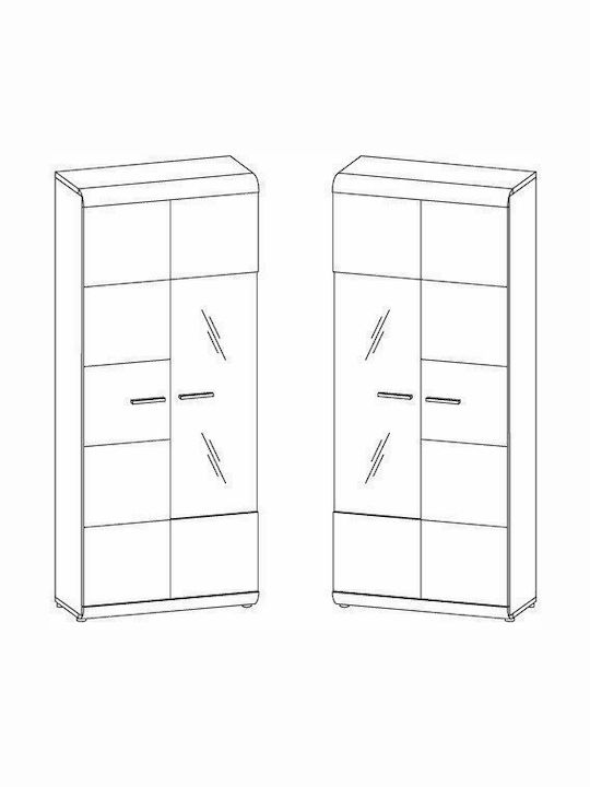 Wohnzimmer TV-Einheit Beige mit Vitrine & Beleuchtung L300xB54xH194cm