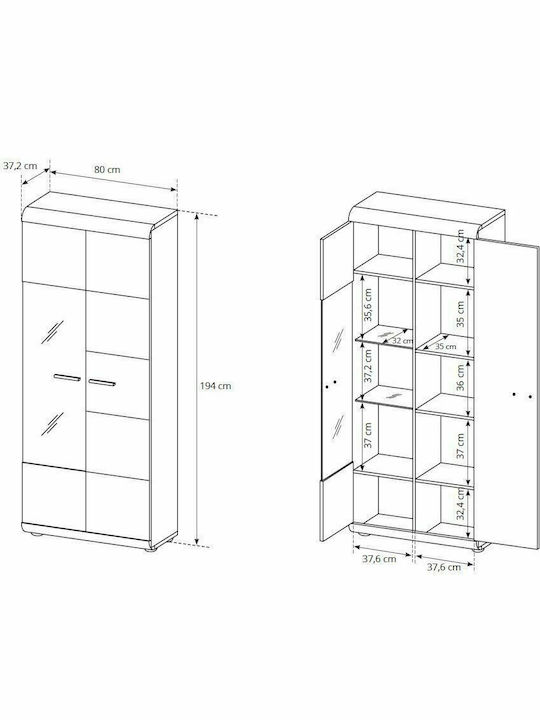 Wohnzimmer TV-Einheit Beige mit Vitrine & Beleuchtung L300xB54xH194cm