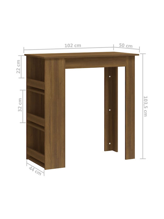 Table Bar Wooden Brown Oak 102x50x103.5cm