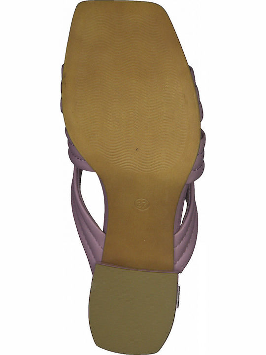 Mules with Chunky High Heel in Lilac Color