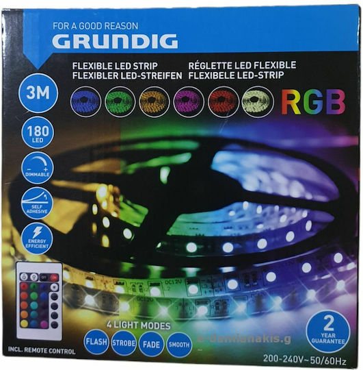 Grundig LED Strip 12V RGB Light 3m Type SMD3528 with Power Supply & Remote Control
