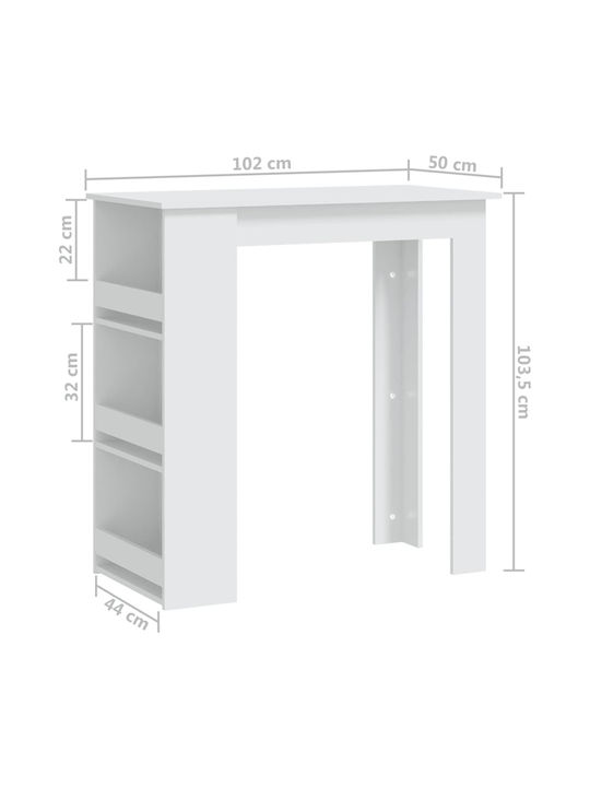 Table Bar Wooden White 102x50x103.5cm