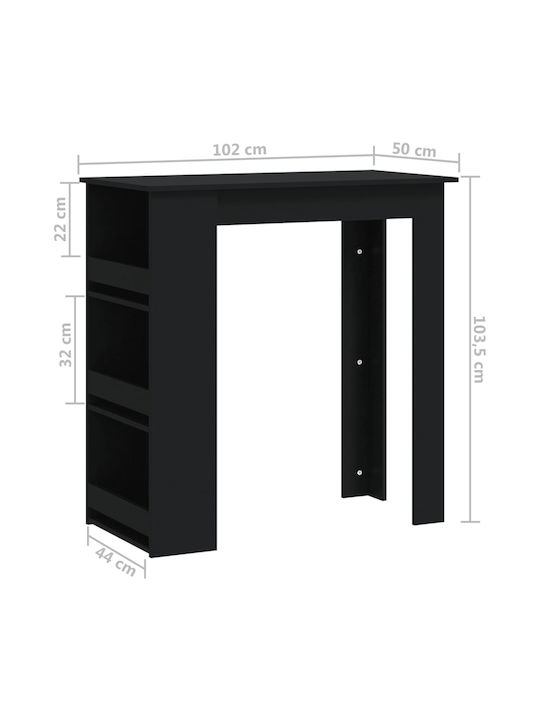 Table Bar Wooden Black Velvet-Black Metal 102x50x103.5cm