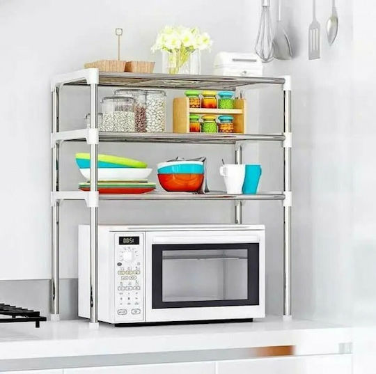 Factory Βάση για Φούρνο Μικροκυμάτων Μεταλλική 60x25x65εκ. Ασημί Factory Βάση για Φούρνο Μικροκυμάτων Μεταλλική 60x25x65εκ. Ασημί
