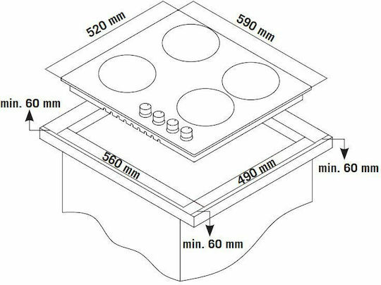 Thermogatz TGS 9441 CER Gas & Electric Cooktop Autonomous 59x52εκ.