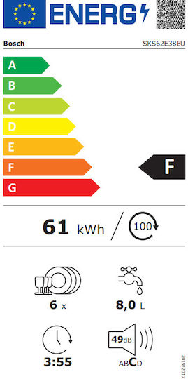 Bosch Πλυντήριο Πιάτων Πάγκου για 6 Σερβίτσια ExtraDry Π55.1xY45εκ. Inox