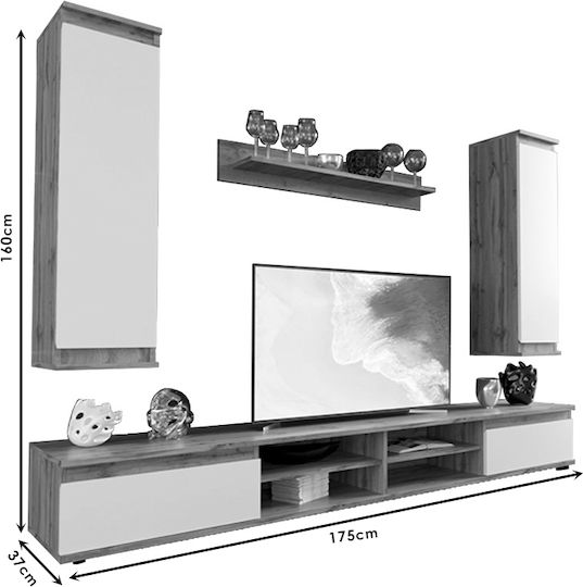 Unitate TV pentru sufragerie Sandro Walnut / White L175xA37xÎ160buc
