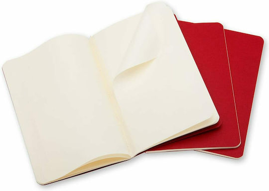 Moleskine Σετ 3 Σημειωματάρια Bullet 40 Φύλλων με Λευκές Σελίδες Κόκκινα