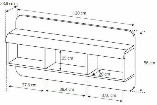 Wall Shelf Walnut 120x25x56cm