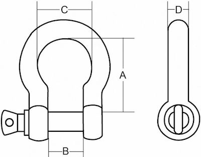 Eval Cheie de marină Accesorii pentru puntea bărcii Cheie "Omega" de 6mm