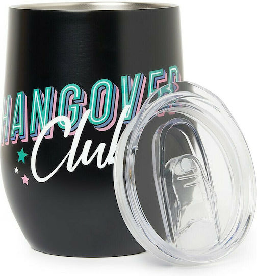 Legami Milano Hangover Glass Thermos Stainless Steel 325ml Black with Mouthpiece