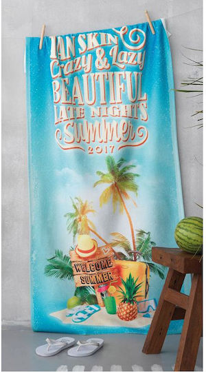 Palamaiki Beach Towel Cotton Blue 150x75cm.