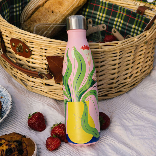 Chilly's Thermos Bottle Stainless Steel BPA Free 500ml Wiggling Flowers