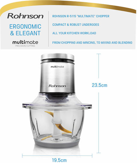 Rohnson Multi Chopper 700W with 1.2L Inox Bowl