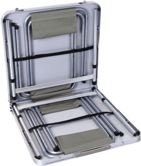 Aluminum Camping Table Set Foldable in Case 120x60x70cm Brown 5 Pieces