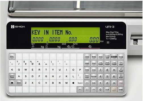 Ishida UΝΙ 3 L2 Electronic Retail Scale with Label Printing Capability with Weighing Capacity of 30kg and Division 10gr