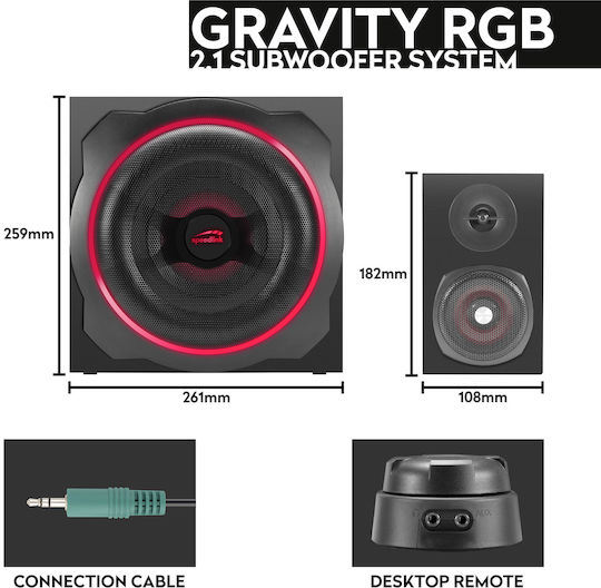 SpeedLink GRAVITY RGB 2.1 Speakers with RGB 60W Black