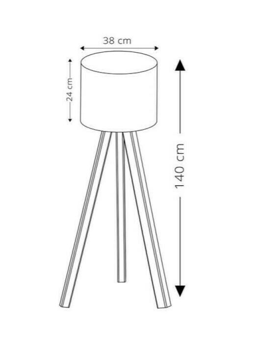 Homeplus Floor Lamp H140xW38cm. with Socket for Bulb E27 Black