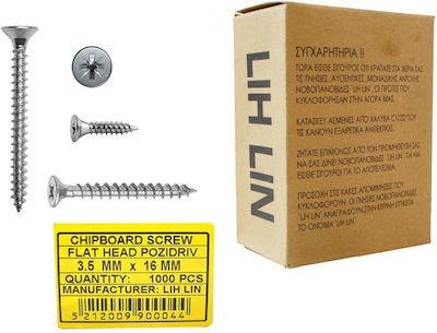 Lih Lin MDF Screw Phillips Galvanized with Diameter M3.5 and Length 18mm 1000pcs