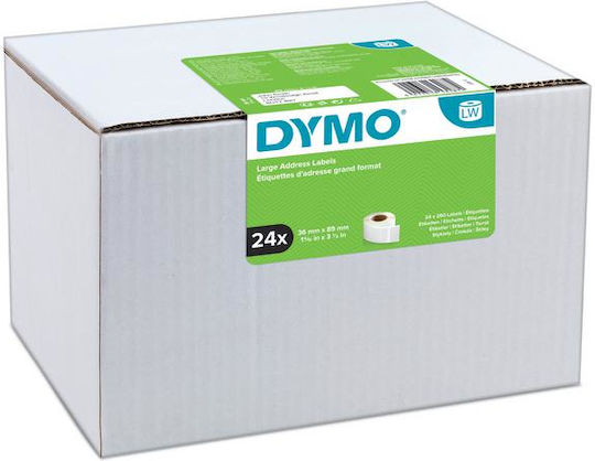 Dymo 13187 260 Autocolante Autoadezive pe Rolă pentru Imprimantă de Etichete 89x36mm 24buc