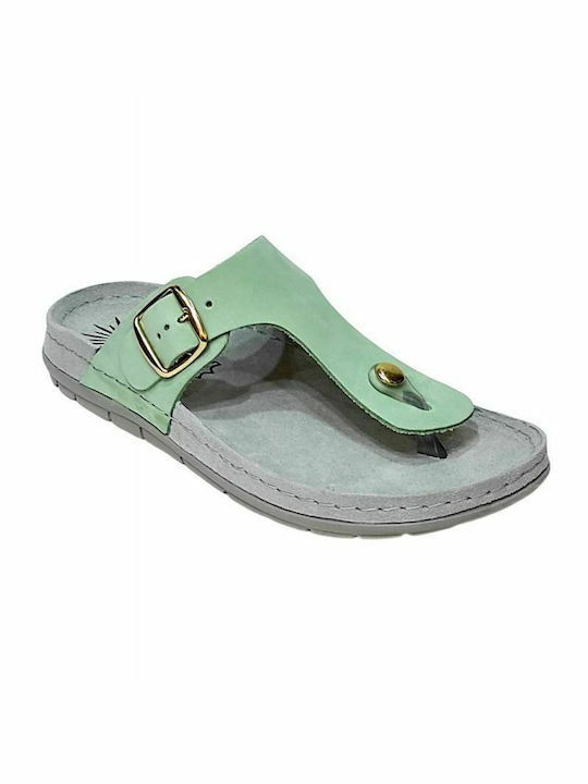 Sunny Sandal Δερμάτινα Γυναικεία Σανδάλια σε Πράσινο Χρώμα