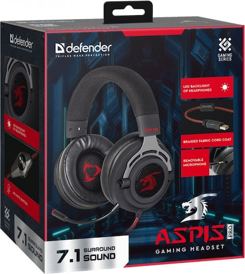 Defender Aspis Pro 7.1 Über Ohr Gaming-Headset mit Verbindung USB Schwarz