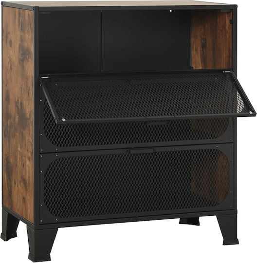 Living Room Display Cabinet Made of Wood and Metal Brown 72x36x82cm