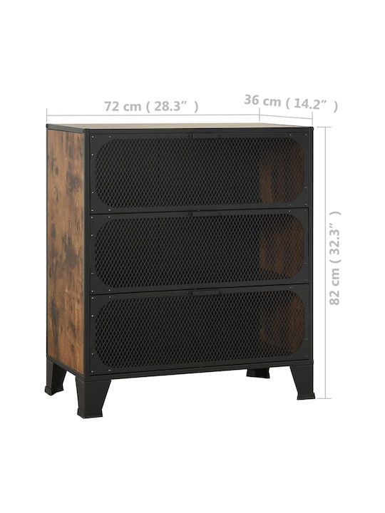 vidaXL Wohnzimmer Vitrine aus Holz und Metall Braune 72x36x82cm