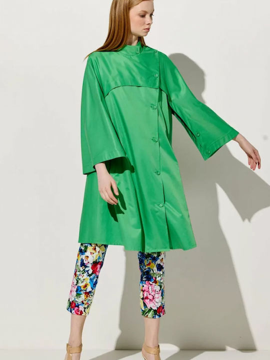 Women's Green Coat with Buttons